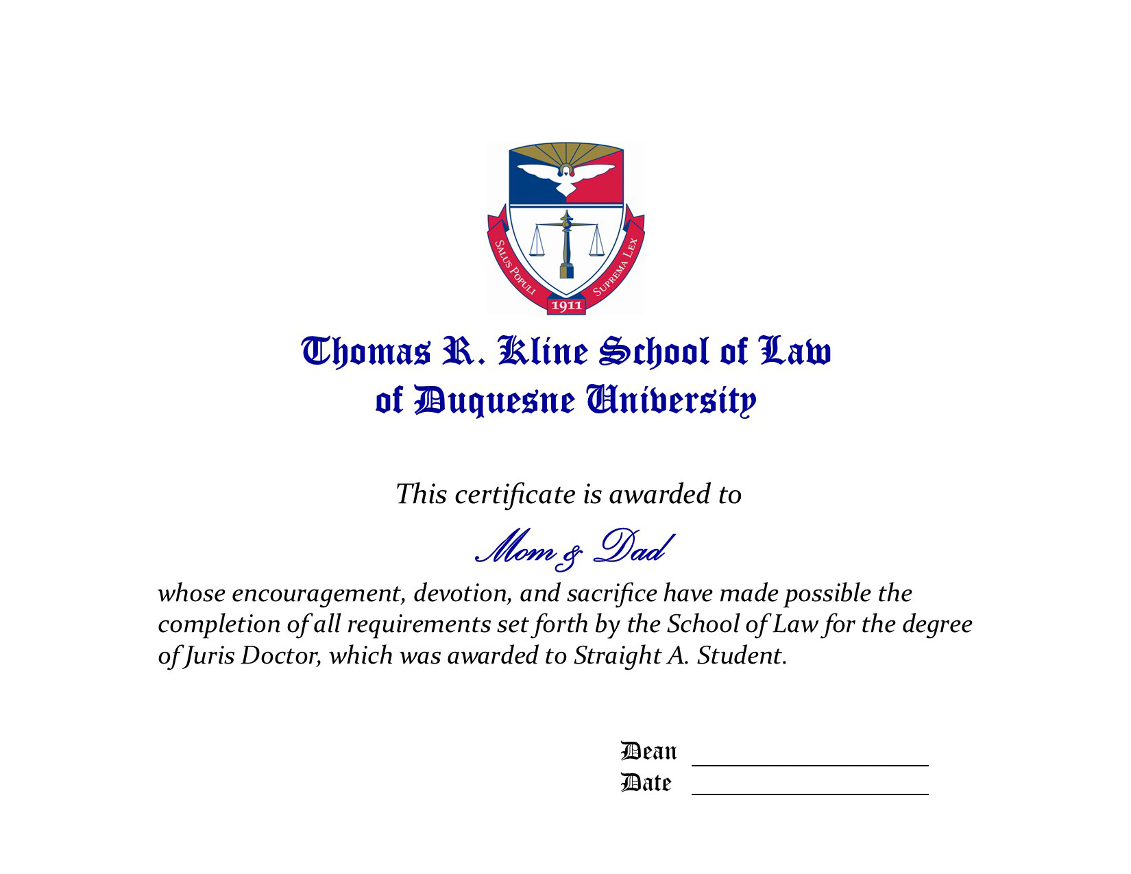 Certificate of Appreciation