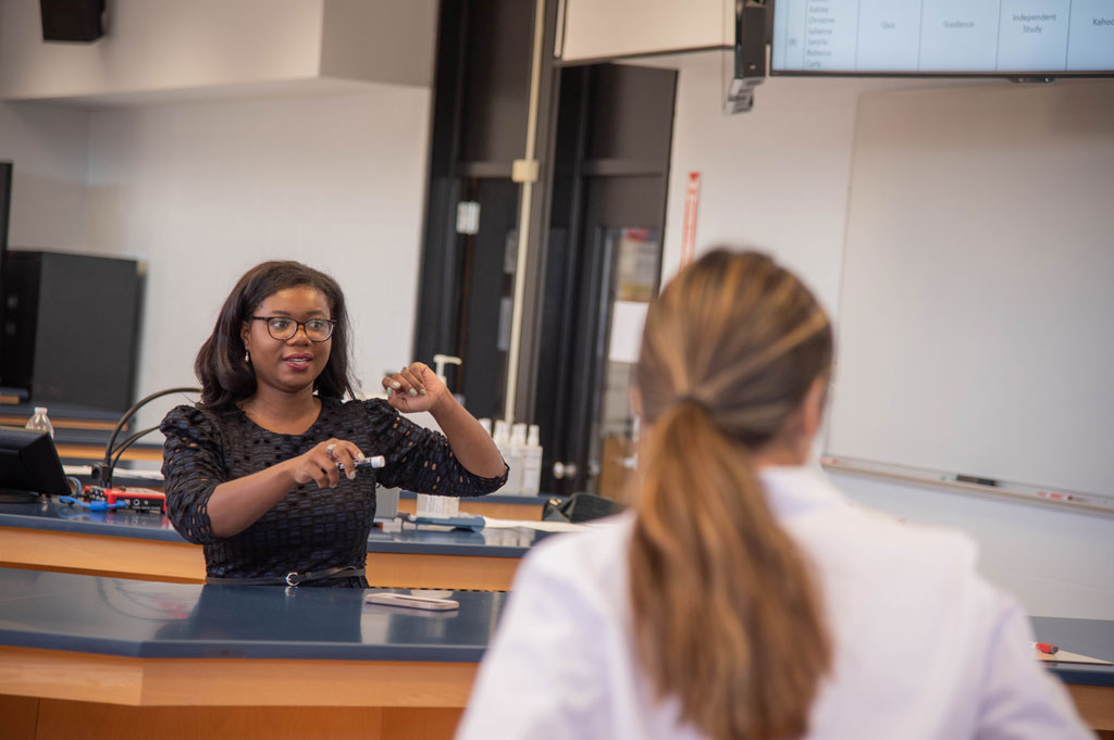 Dr. Tiffany Hatcher teaching in the classroom