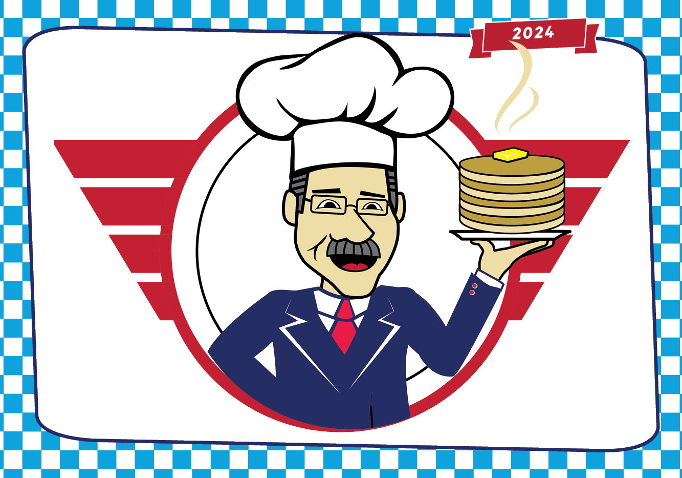 Pancakes with the President 2024 graphic of President Gormley