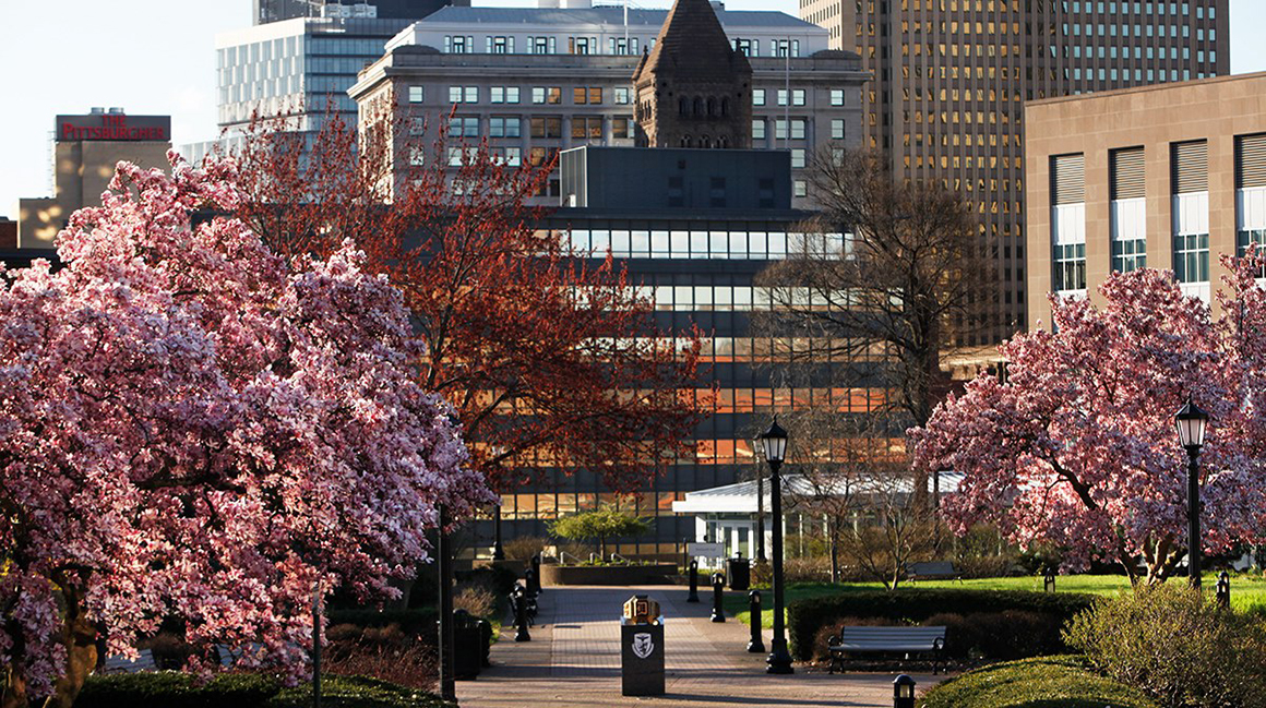 DU campus in spring outdoor shot