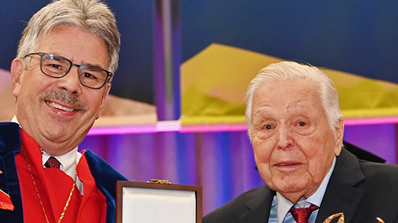 President Ken Gormley with Jack Eckenrode (B'50)