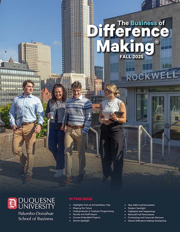 Business of Difference Making cover image: Four students walking