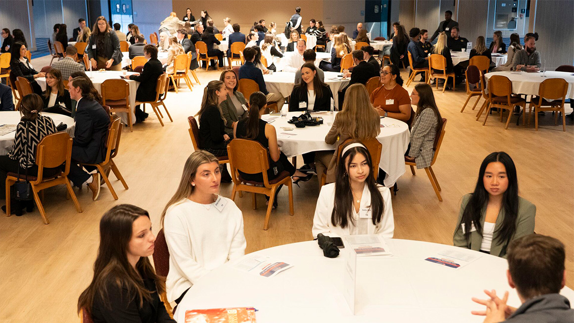 Students and industry partners at the Marketing Mix-er