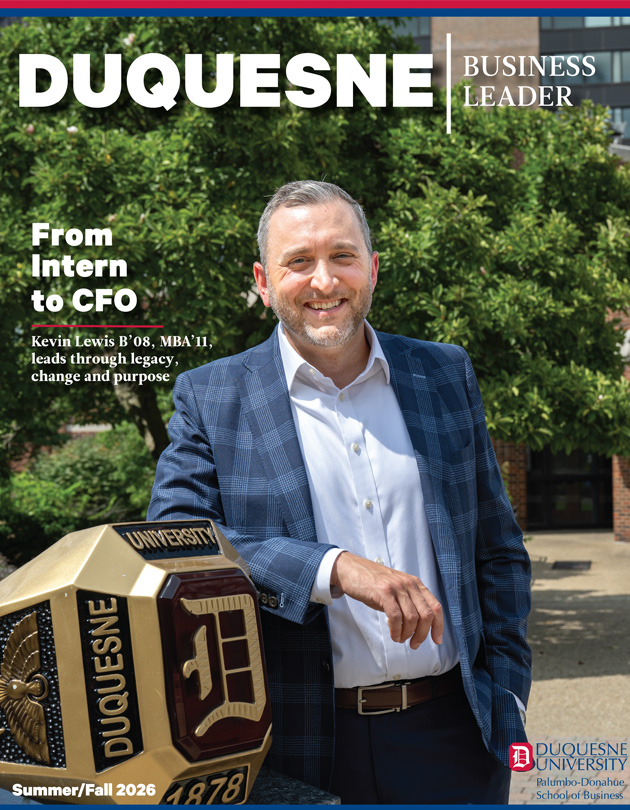 Duquesne Business Leader Summer Fall 2026 cover featuring Kevin Lewis
