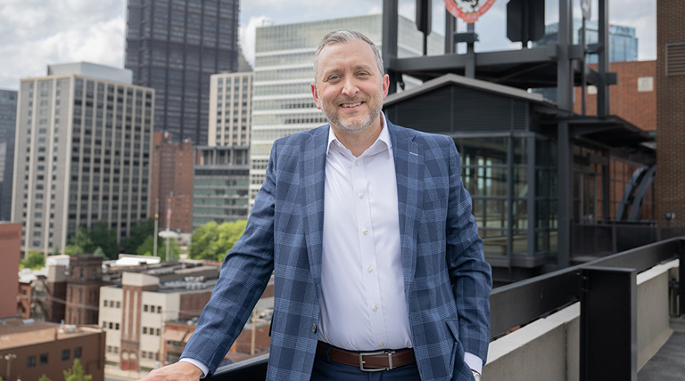 Kevin Lews on Duquesne's campus