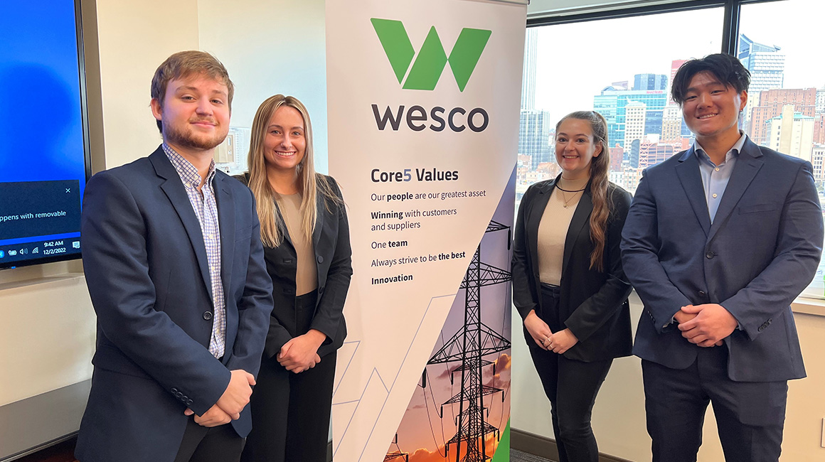 The winning team from Fall 2022 Strategic Management Capstone sections presented their recommendations to WESCO executives on December 2, 2022.