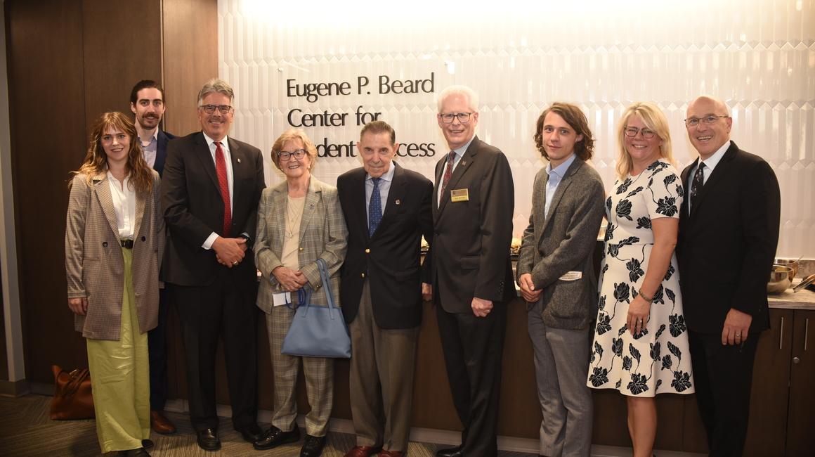 The Beard family and Duquesne representatives at the dedication of the Eugene P. Beard Center for Student Success. 