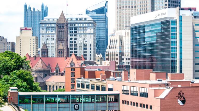 Daytime cityscape from Duquesne campus