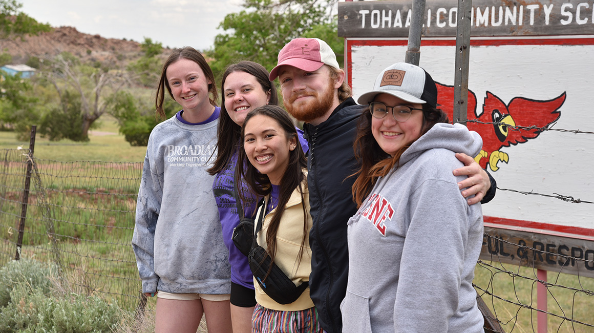 Duquesne University School of Education undergraduate students at Tohaali Community School in New Mexico.