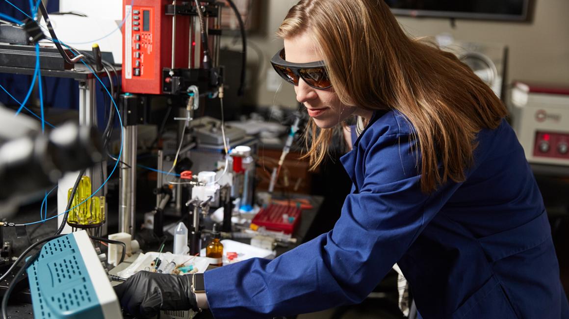 Student in engineering lab