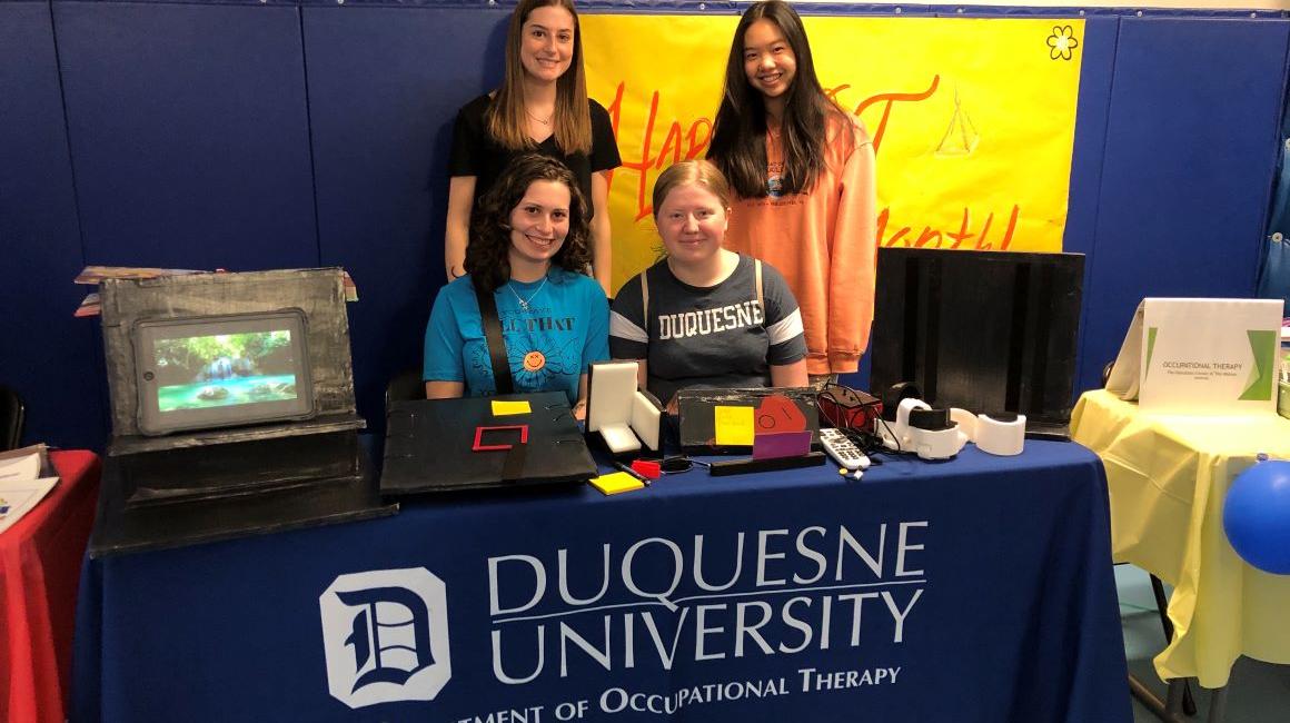 students at a table