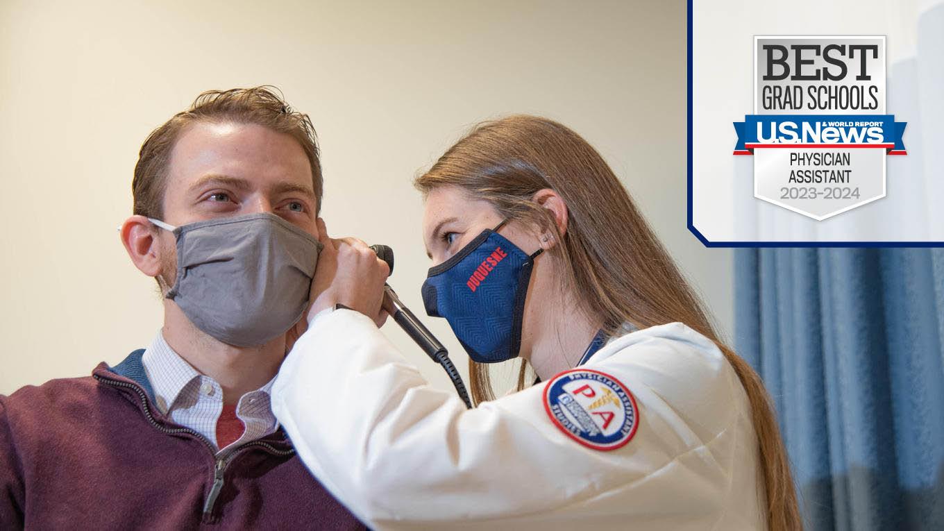 Student performing exam on patient