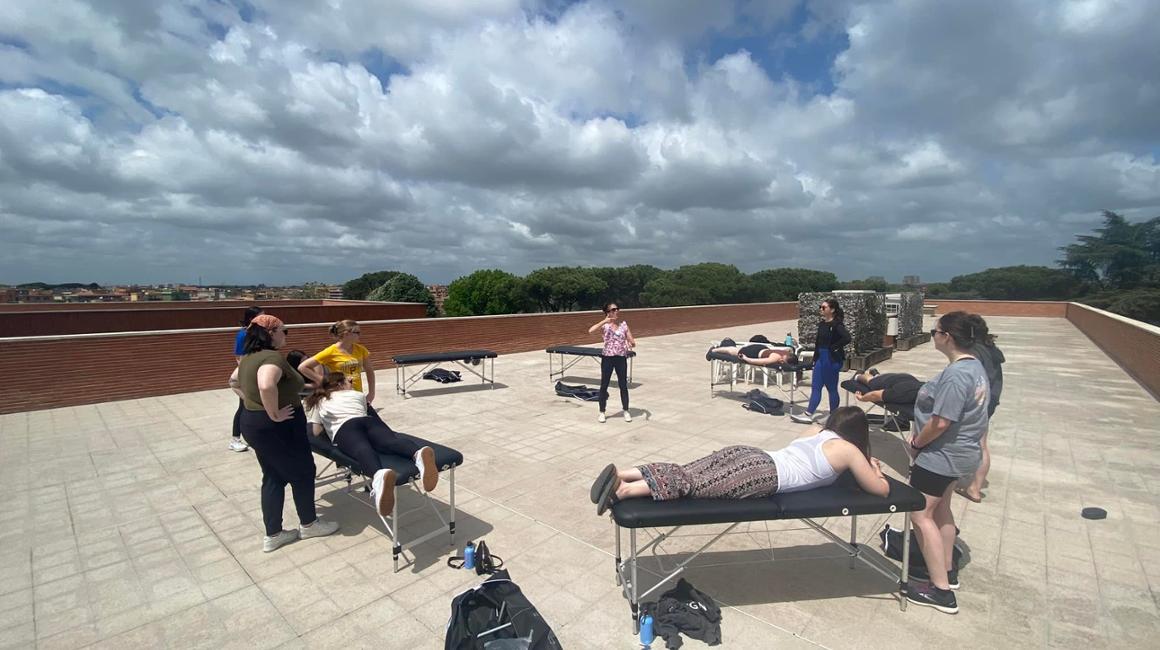 PT students in Rome on patio