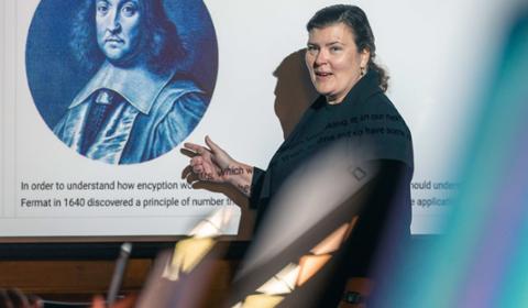 Kate Norton pointing at screen