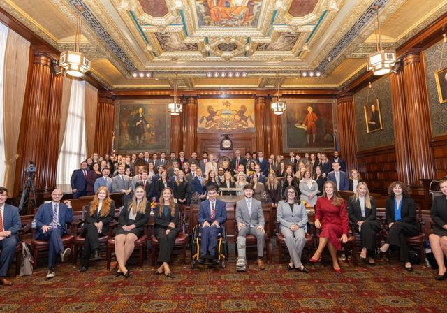Members of the Class of 2025 in the Supreme Court of Pennsylvania courtroom at the Bar Swearing-In Ceremony