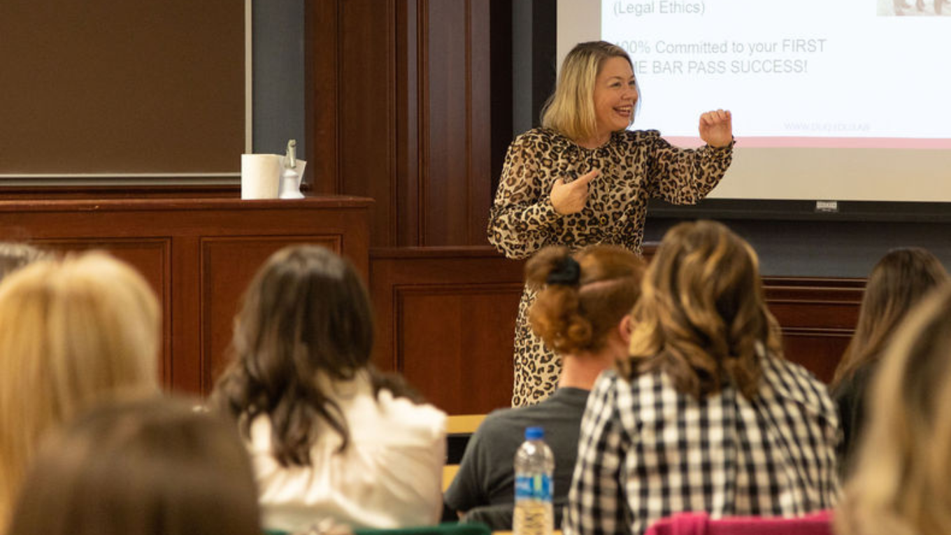 Prof London engaging with students