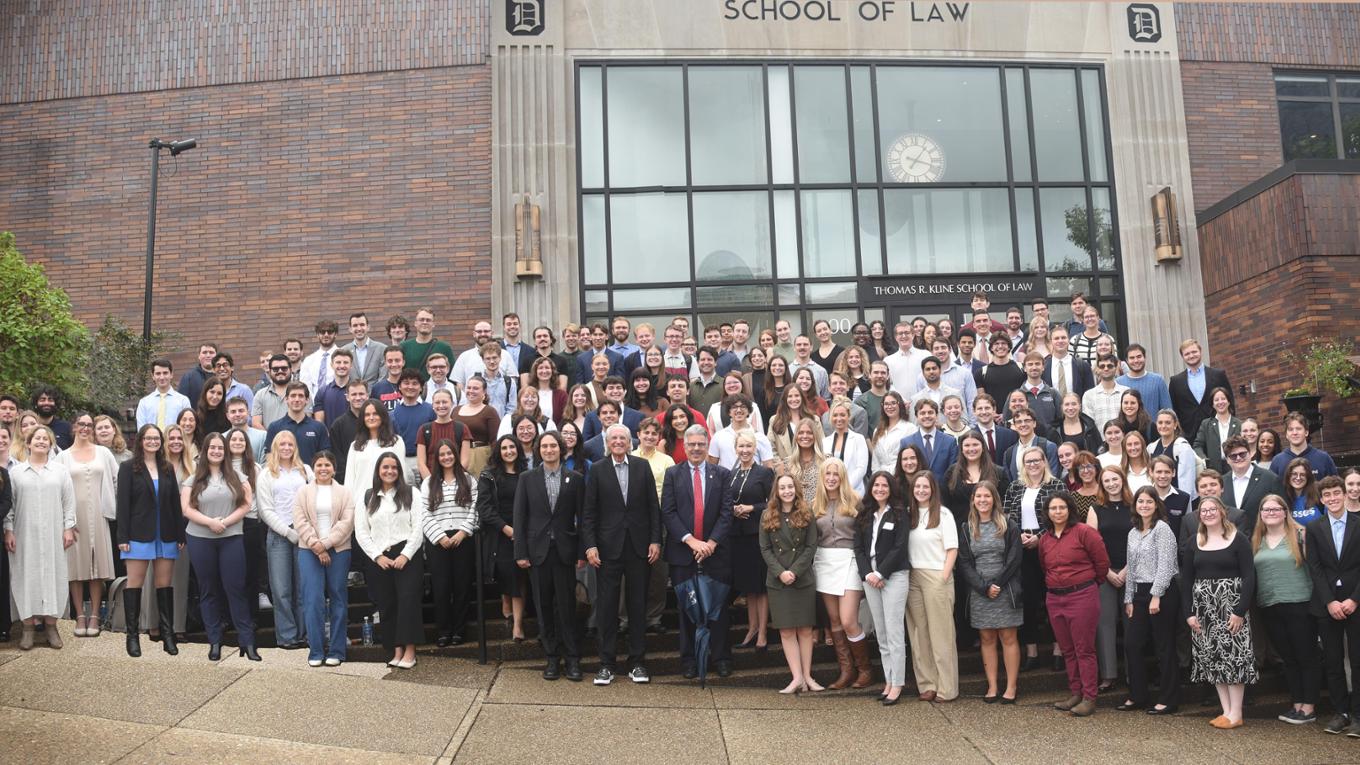 First Year Students in front of law school 