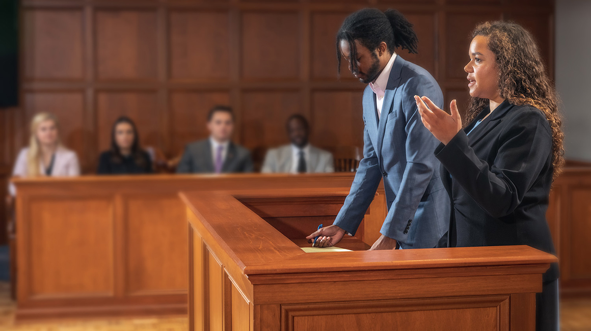 Students in court room.
