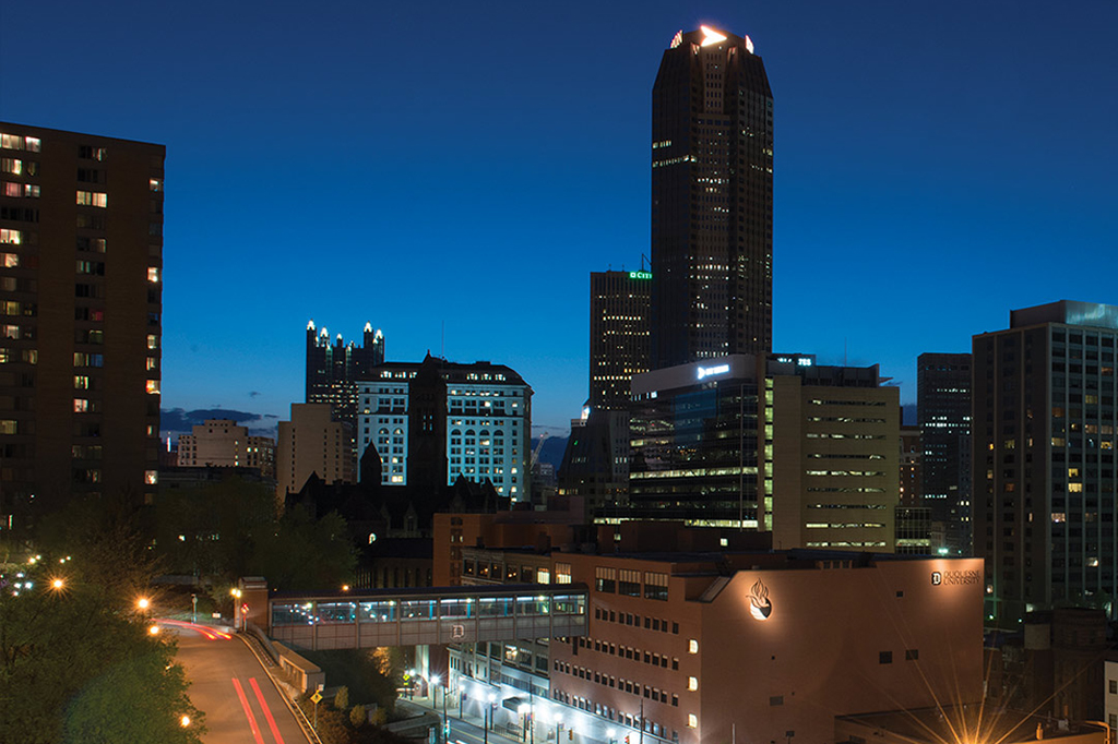 Duquesne campus at night shot