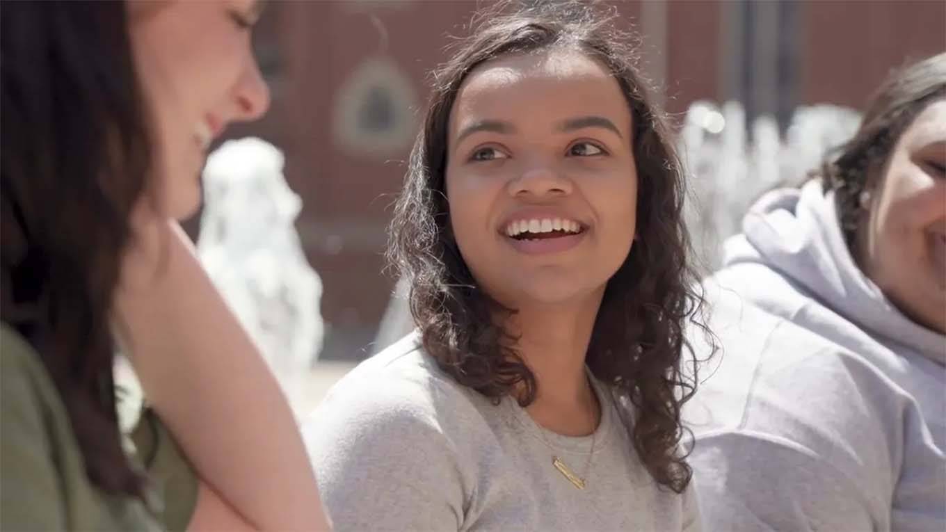 Student on Duquesne University's campus