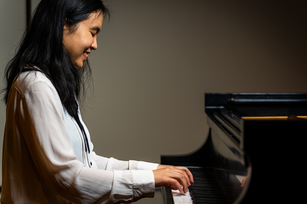 A pianist performs.