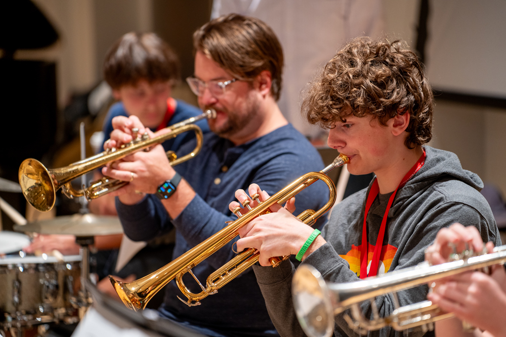 Trumpeters playing.