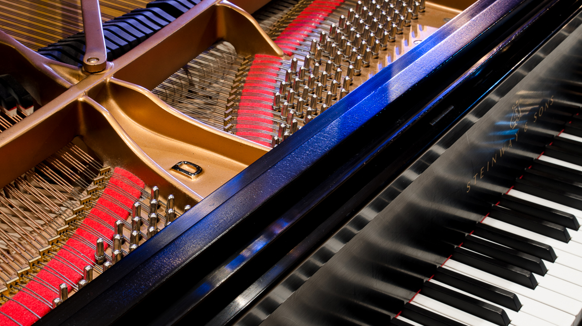 Photo of the inside of a piano.
