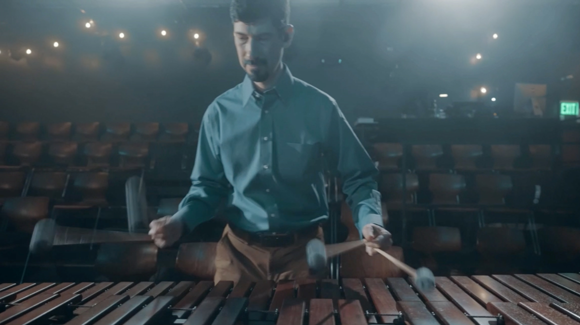 Eliseo Rael performs on a mallet percussion instrument.