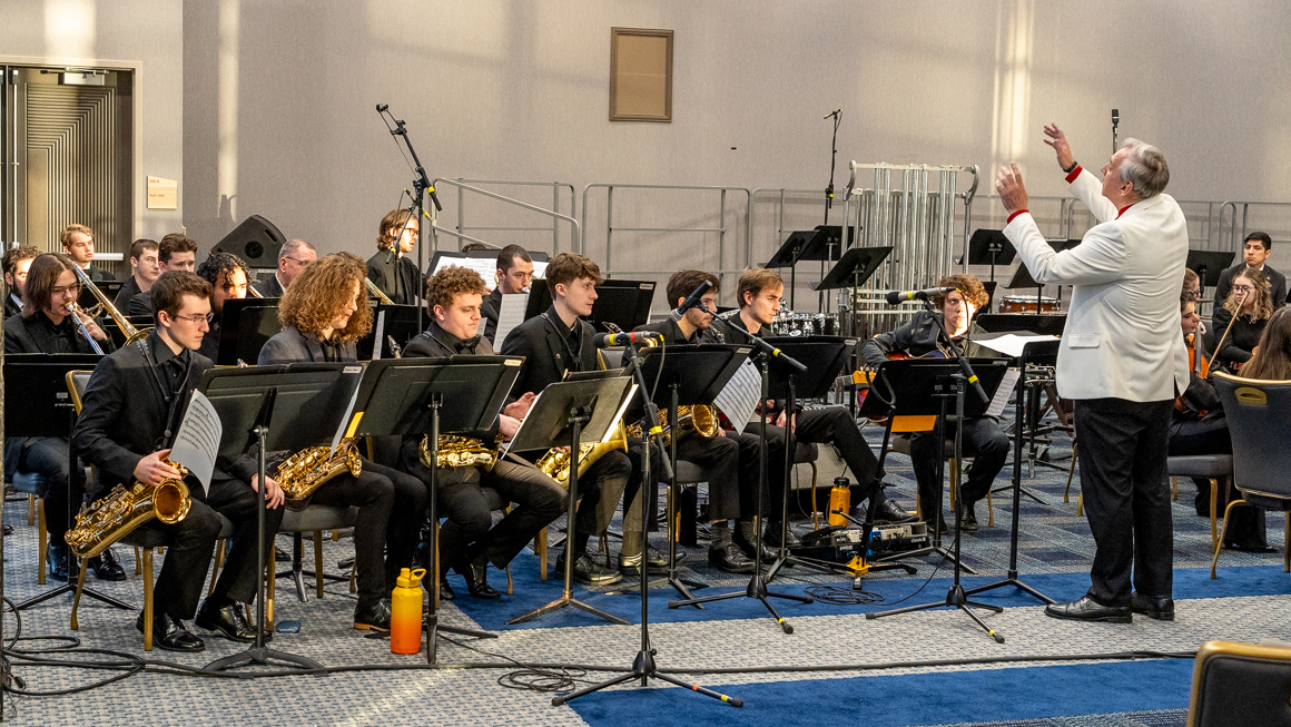 A jazz band performs.