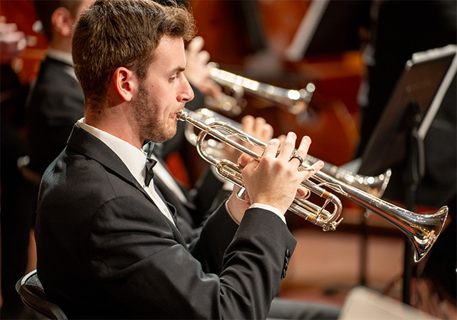 Trumpet player performing