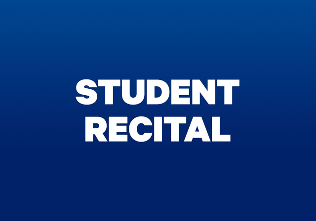 Blue graphic with white text reading Student Recitals.
