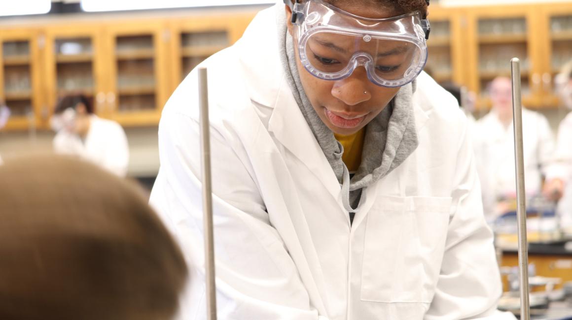 student working in lab