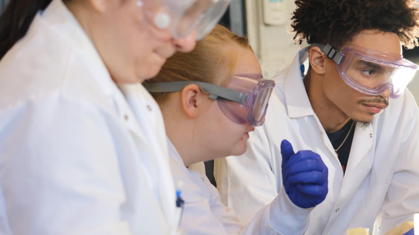 Science students working in lab