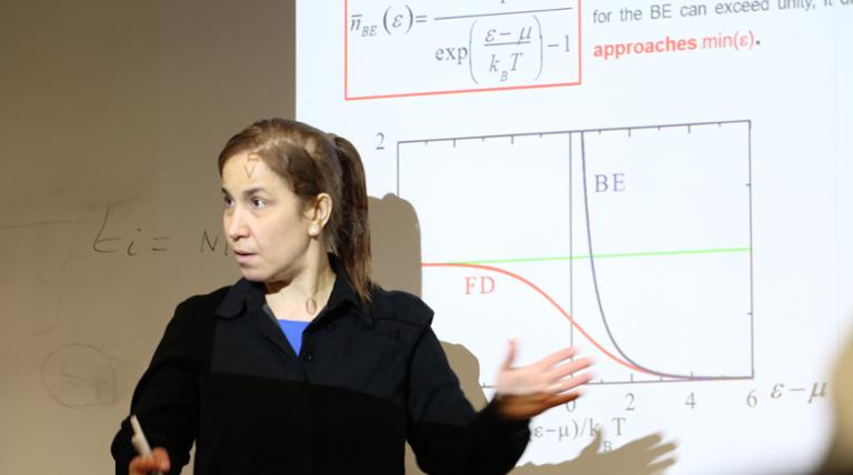 a teacher teaching physics