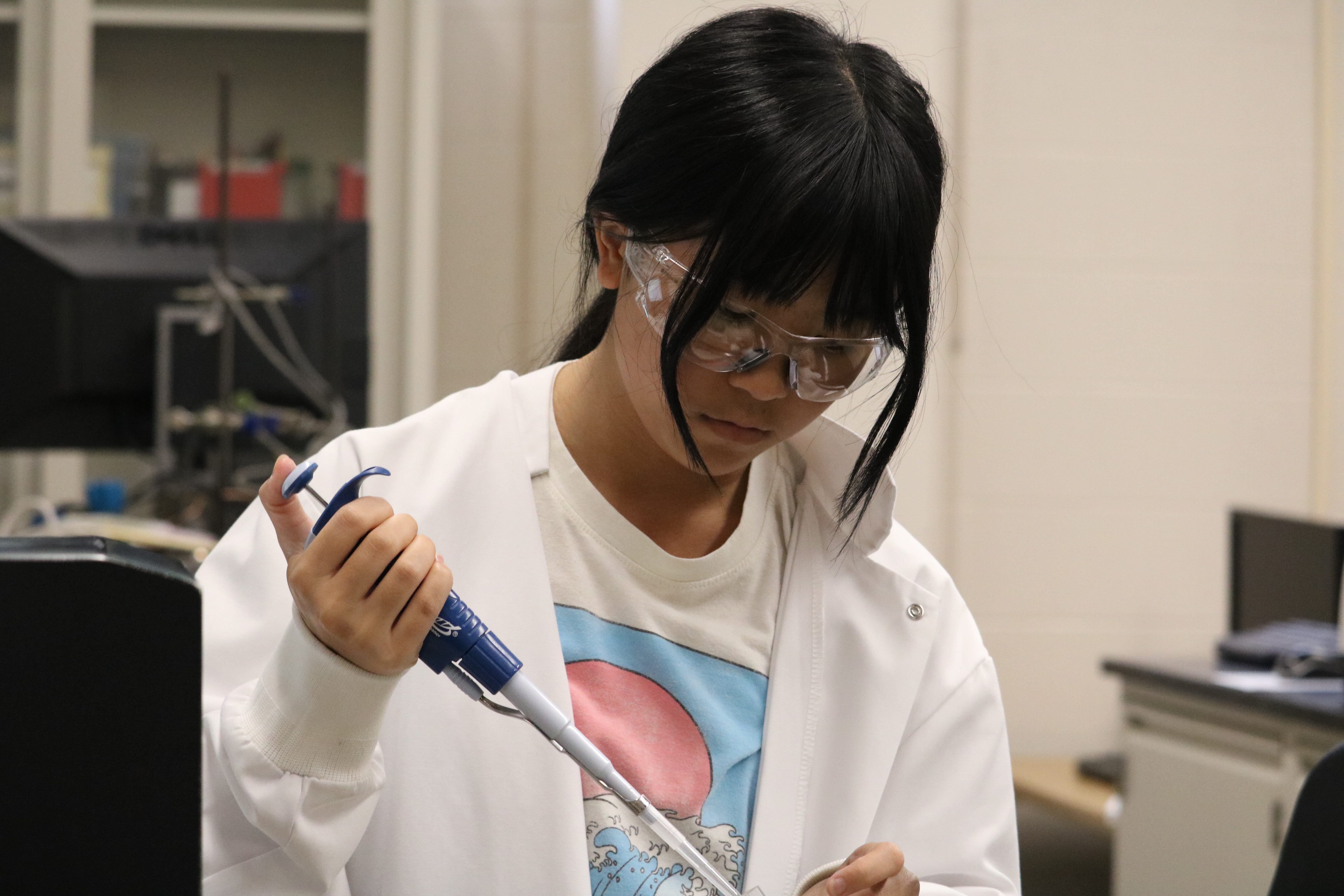 student working in the lab