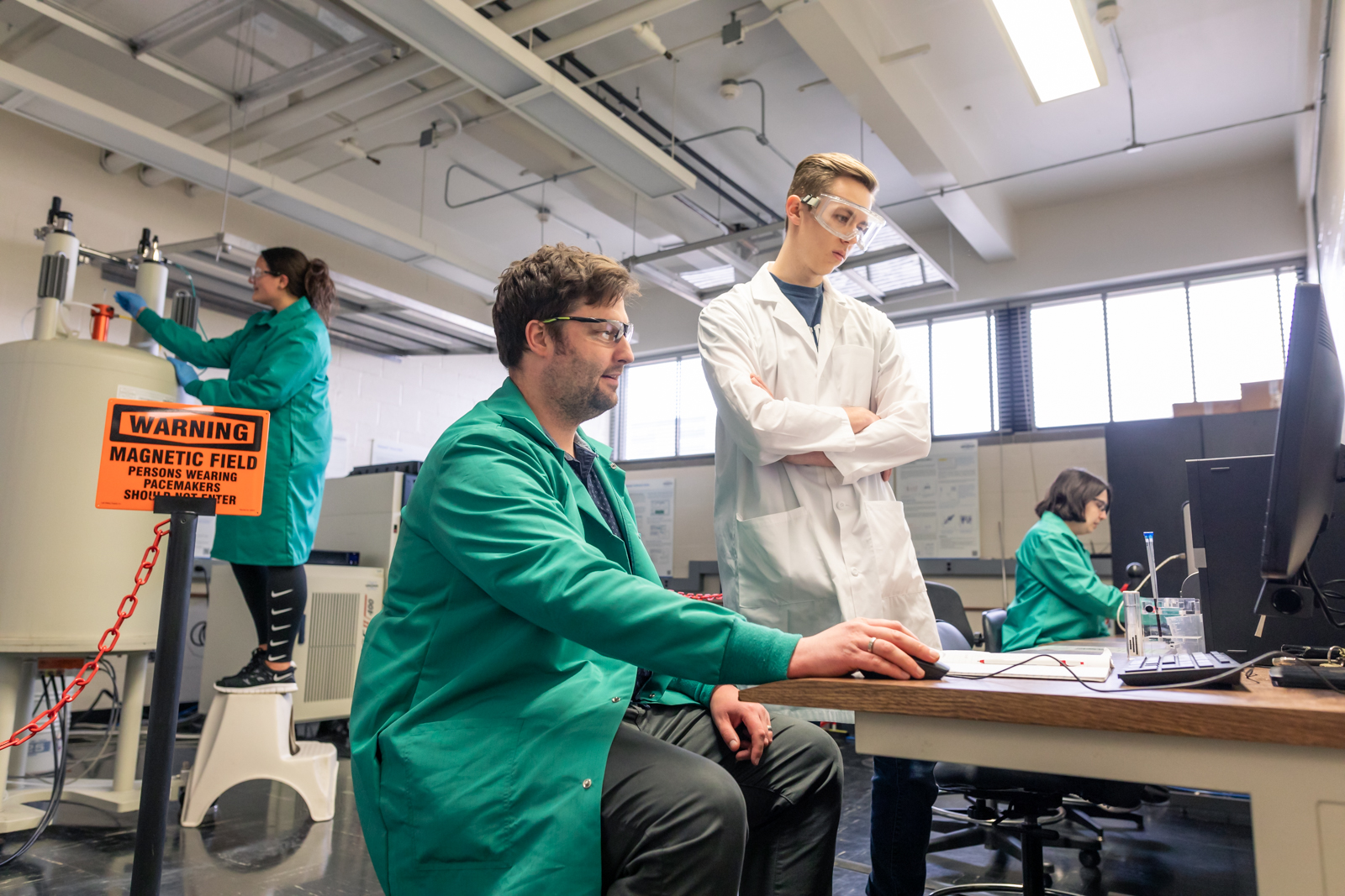 A picture of students in the lab