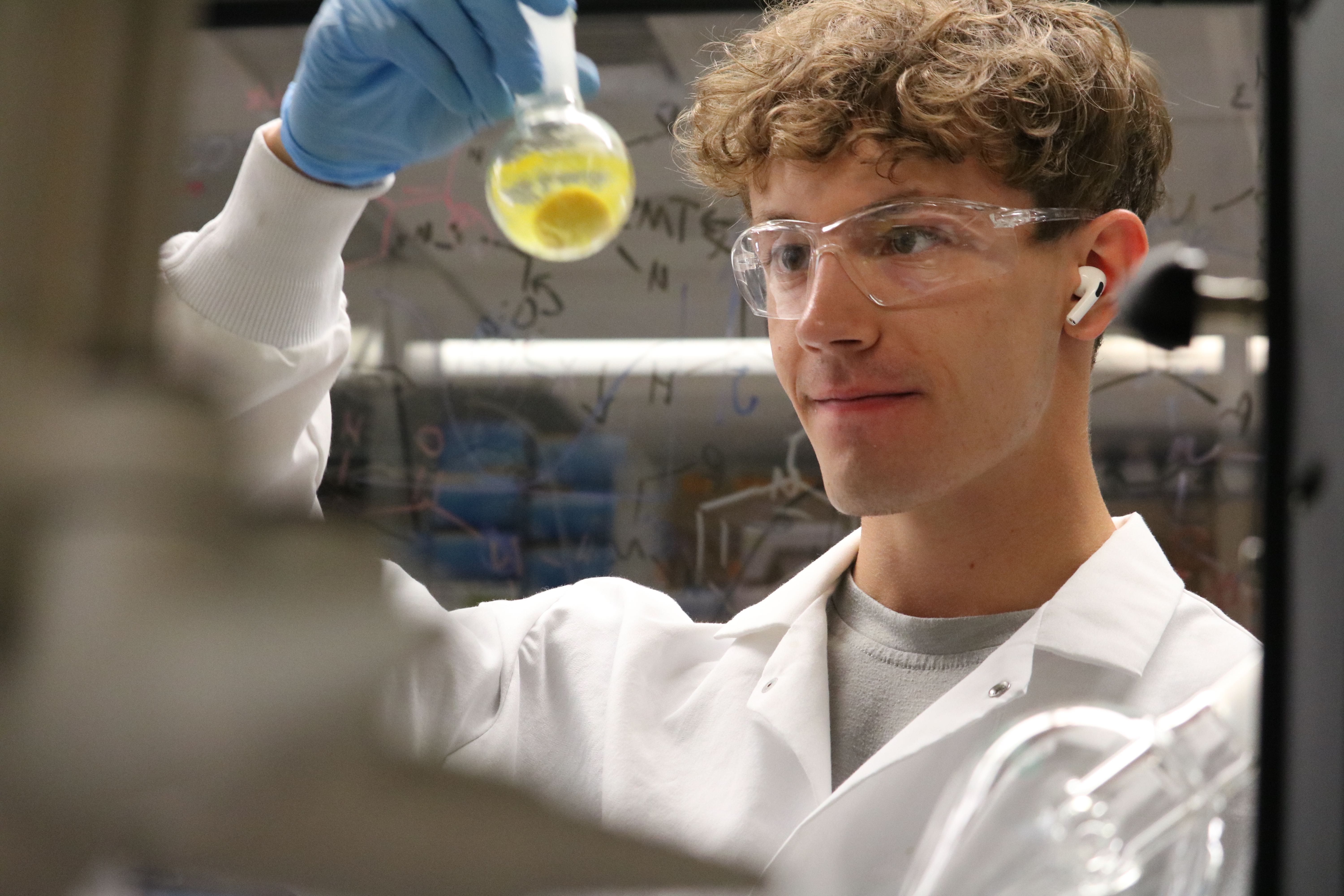 student working in lab