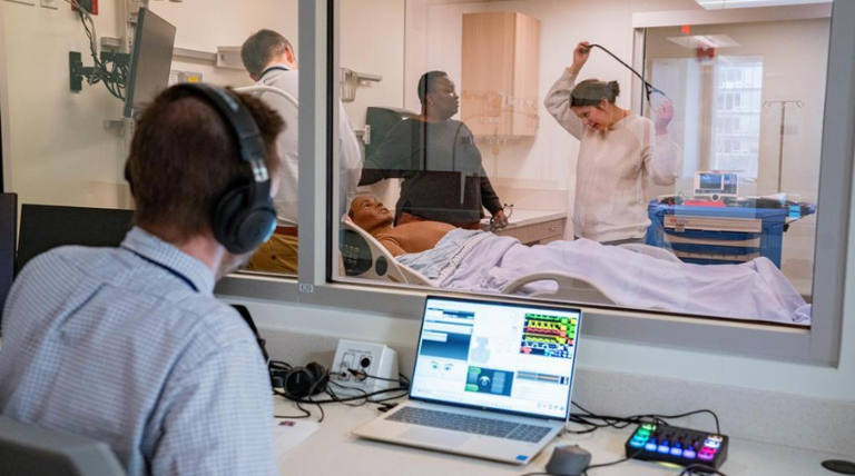 students being observed from the control room