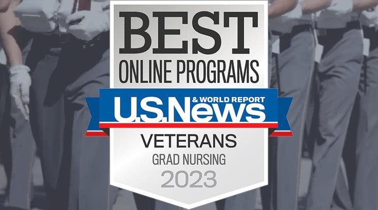 Best Online Program Badge overlayed on cadet image