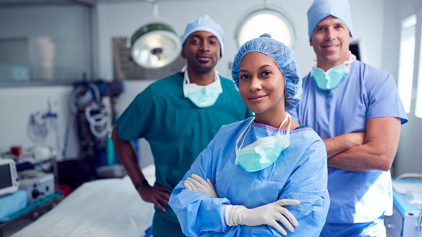 Three nurses in the operating room