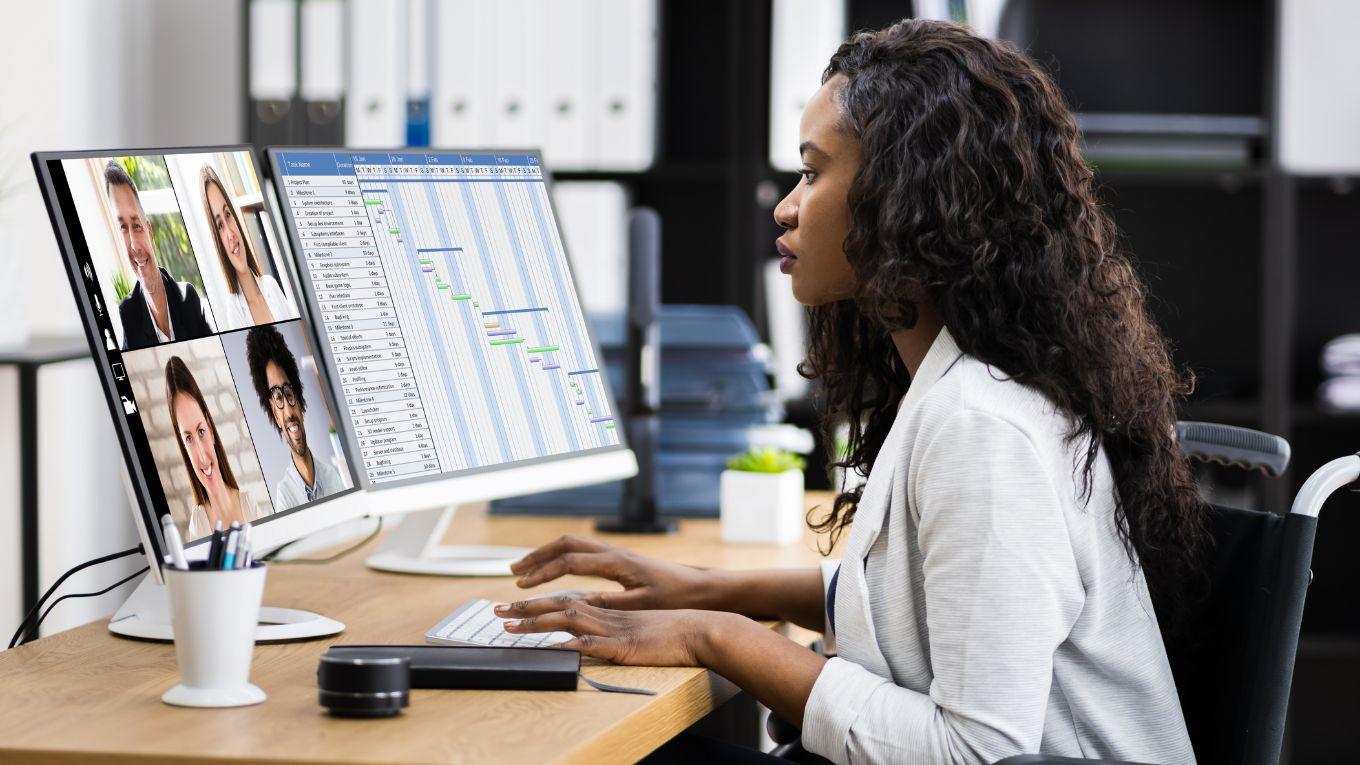 Woman attending an online discussion group