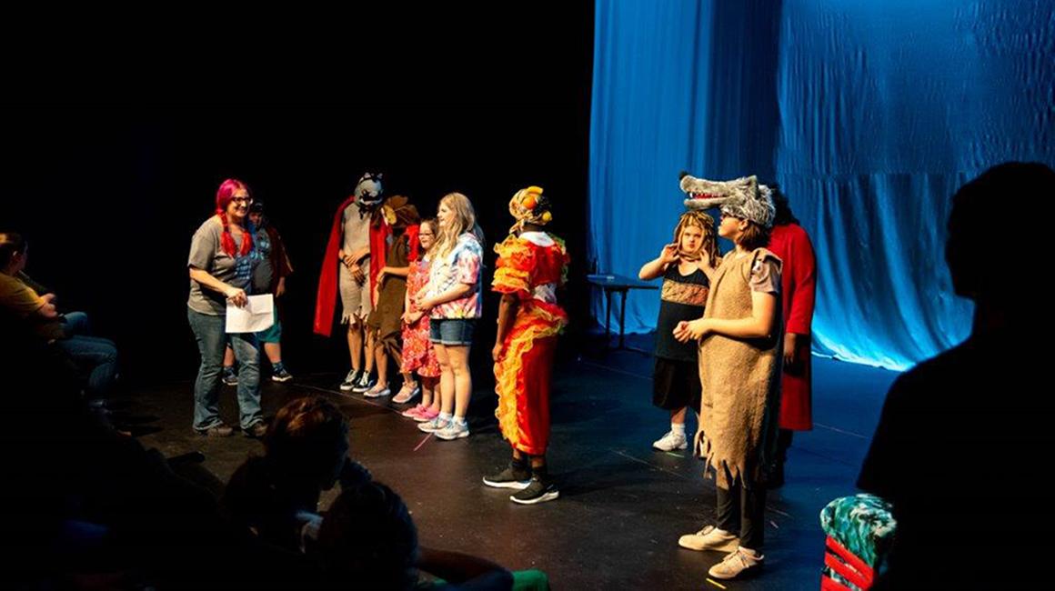 campers on stage