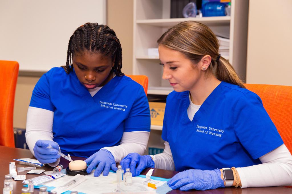BSN students in skills lab