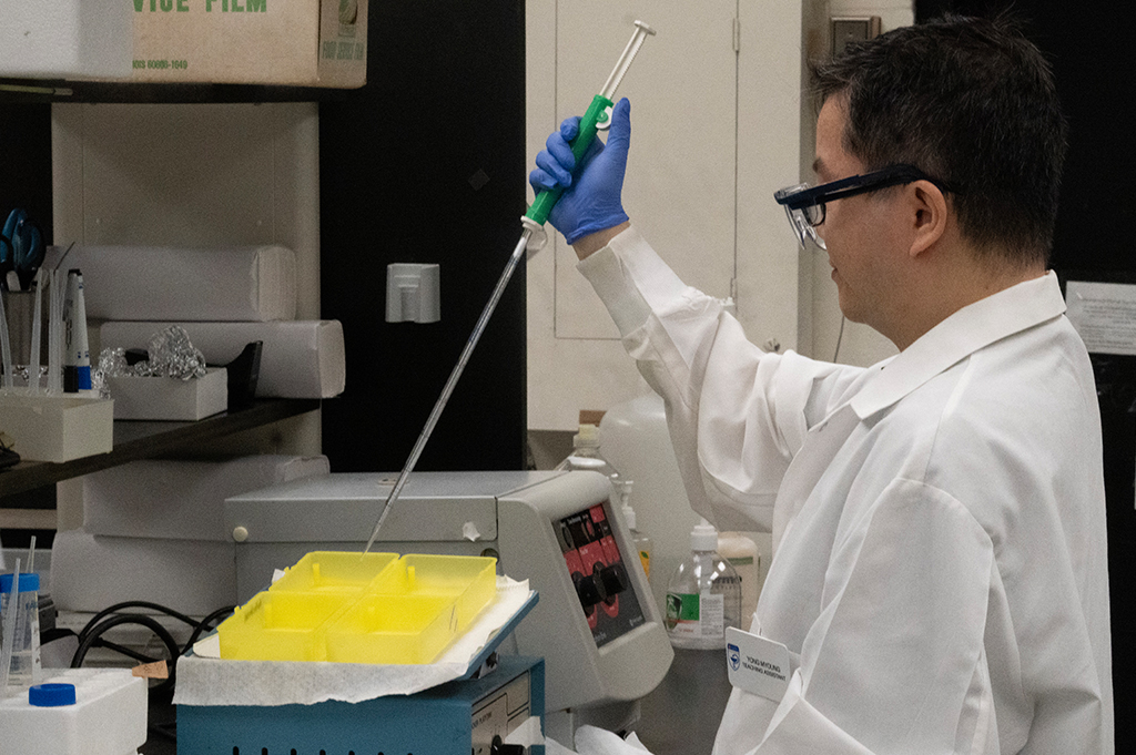 pharmacology student in a lab