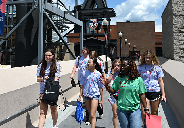 Prospective students on a campus tour.