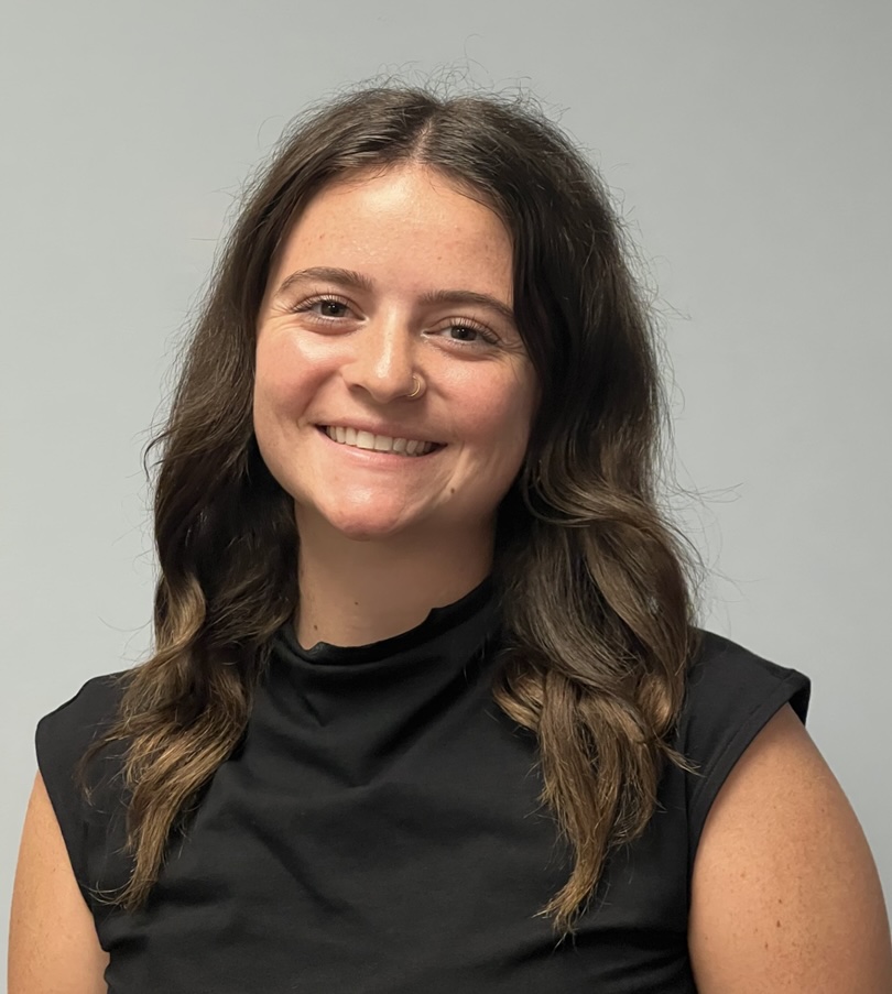 a girl in a black blouse