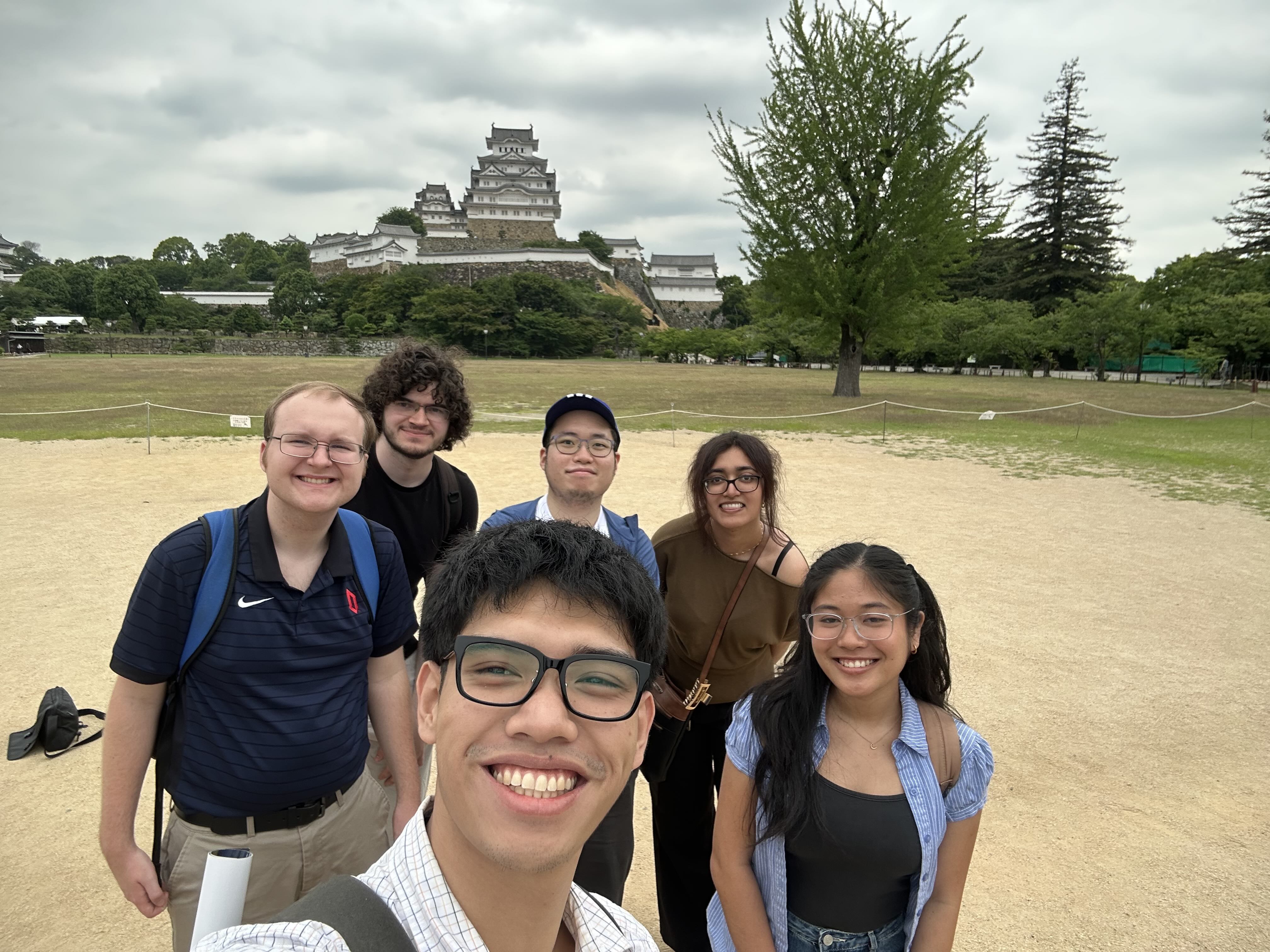 A group of students in front of a building