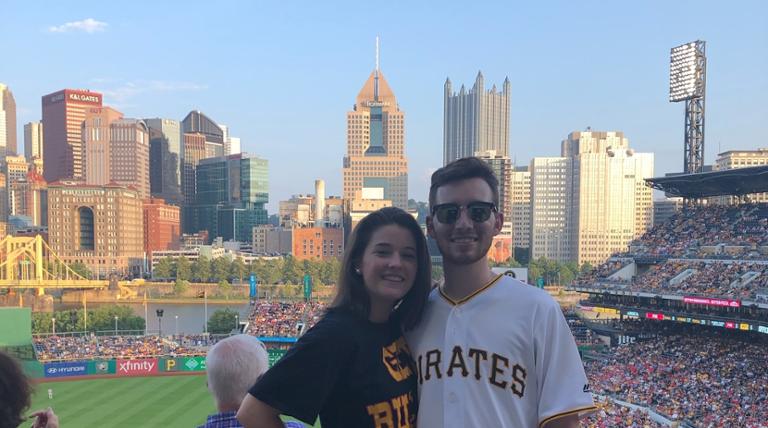 Students at a baseball game.