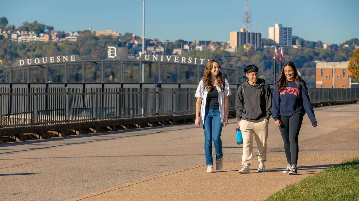 Students walking outside together