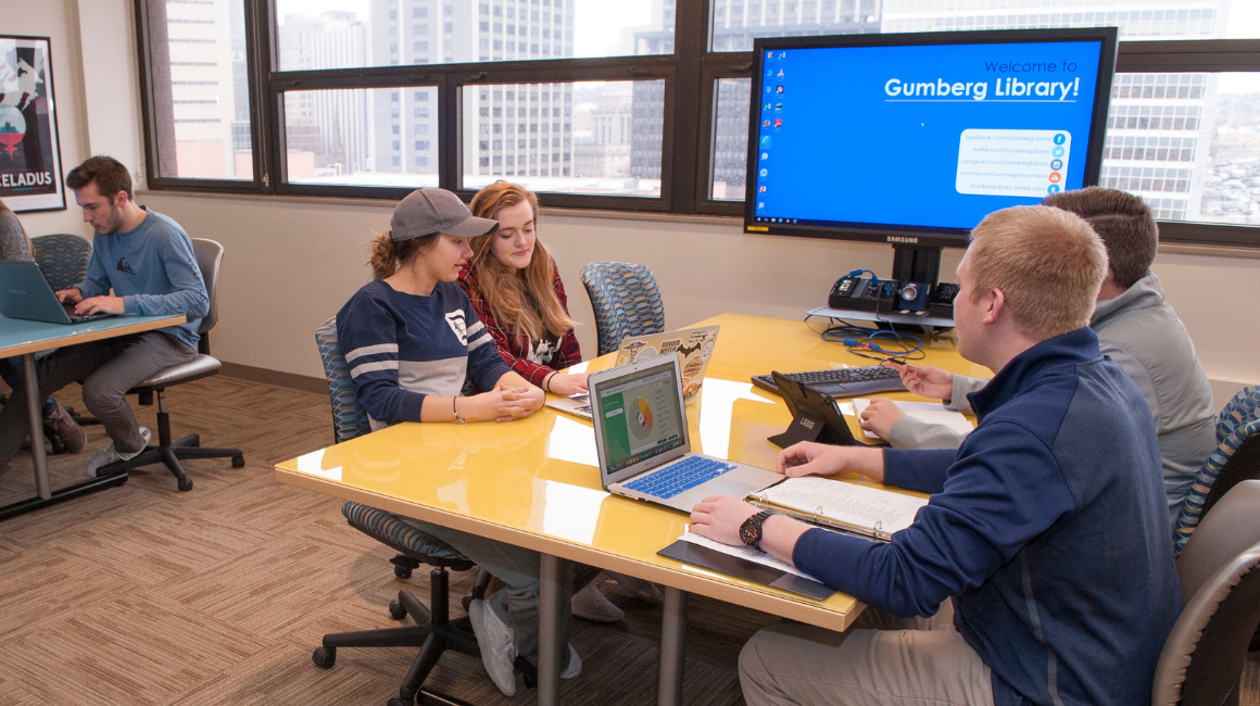 students studying in the library